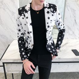 Men's Suits 2023 Fashion Men's Casual Boutique Five Pointed Star Print Long Sleeve Suit Coat / Male Slim Fit Dress Blazers Jacket