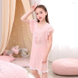 Women's Sleepwear H5685 Girls Cotton Nightgown Female Summer Short Sleeve Princess Thin Nightwear Home Clothing Teenager Comfortable