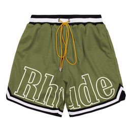 Designer Swim Shorts Rhude Summer Fashion Beach Pants Mens High Quality Streetwear Loose Size Five-point Basketball