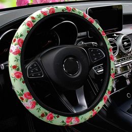 Steering Wheel Covers Fashion Flower Car Cover No Inner Ring Rose Style Women Lovely Cute Protector Interior Decoration