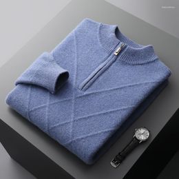Men's Sweaters Cashmere Sweater Men's Knitted Half High Collar Pullover Clothing Autumn And Winter Thickened Merino Wool Top Casual