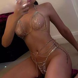 Other Jewelry Sets Elegant sexy rhinestone body chain suit shiny tassel nightclub dress show tide underwear body chain