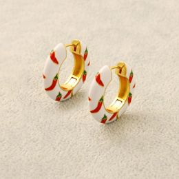 Hoop Earrings European And American Red Pepper Pattern Fashion Elegant Sweet Cute Ladies Ear Buckle