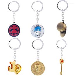 Keychains JoJos Bizarre Adventure Keychain Anime Key Chain Kujo Jotaro Hat Ring Holder Pendant Chaveiro Jewelry Souvenir
