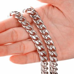 Chains Any Length 10mm Curb Chain Necklaces For Men Women Miami Cuban Link Classic Punk Heavy Silver Color Stainless Steel Jewelry