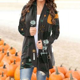Women's Knits & Tees Halloween Cardigan For Women Sweater Top Long Blouse Ladies Sleeve Funny Cute Pumpkin Coat Clothing Holiday Gifts Cardi