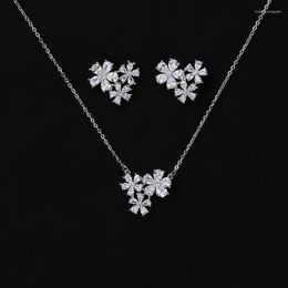 Necklace Earrings Set Jewellery HADIYANA Flower Shape Simple And Women Party Wedding Girlfriend Gift CN1190 Conjunto De Joyas