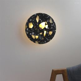 Wall Lamp Nordic Terrazzo Black LED Art Bedroom Dining Hallway Simple Design Creative Bedside Home Decorative Light Fixture