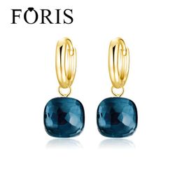 Knot FORIS 925 Sterling Silver Plated Gold Crystal Earrings For Women's Sweety Candy Earrings 18Colors