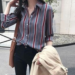 Women's Blouses & Shirts Mazefeng Women Striped Long Sleeve Formal Female 2023 Spring Tuen-down Collar Ladies Casual ThinWomen's