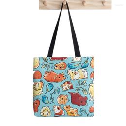 Shopping Bags Shopper Guinea Pig In Blue Tote Bag Print Women Harajuku Handbag Girl Shoulder Lady Canvas