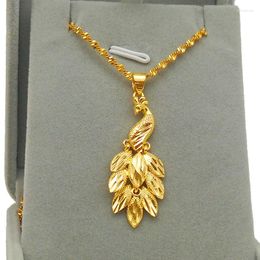 Pendant Necklaces Solid Brass And Gold Plated 24kt Imitation Large Peacock Women's Sand Necklace Wedding Colgante