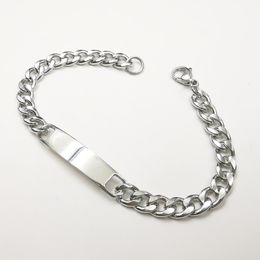 Bracelets Lot 5pcs In Bulk 7mm 7.878.5 inch NK Link Chain ID Bracelet Stainless Steel Bracelet Jewellery Silver for Women Men Gifts