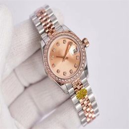 High quality 26mm fashion rose gold Ladies dress watch Diamond dial waterproof mechanical automatic womens watches Stainless steel1569