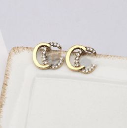 Brand Designers 18K Gold Plated r Luxury Double Letters Stud G Geometric Round Classic Women Pearl Earring Wedding Party Jewerlry