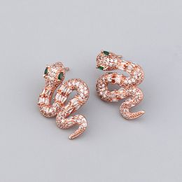 rose 18k gold silver snake diamond long Charm earrings for women Luxury necklace women designer jewelry Fashion Party Christmas Wedding gifts Birthday girls wells