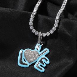 Drip Oil Bubble Love Heart Pendant Necklace Men Women Lover Couple Jewelry Gift