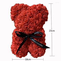 Decorative Flowers 1pcs 25cm Rose Bear Artificial Foam Flower Teddy Valentines Day Gift Birthday Party Spring Wedding Decoration