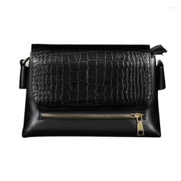 Evening Bags Fashion Trendy Crocodile Pattern Handbags High-quality Casual PU Zipper Shoulder Bag Purple In Summer