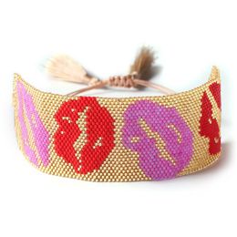 Bangle ZHONGVI Lips Pattern Bracelet Women MIYUKI Bracelets Lips Jewelry Glass Beads Handmade Loom Woven Mexico Pulseras Gift Wholesale