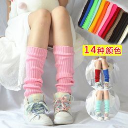 Women Socks Harajuku Leg Warmer Rainbow Striped Winter Knitted Warmers Punk Kawaii Black White Sock