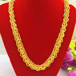 Necklaces Fashion Luxury 14K Yellow Gold Filled Men's Wedding Necklace Dragon Head Link Chain Necklace 62cm Annivesary Jewellery Gifts Male