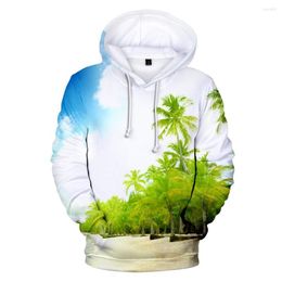 Men's Hoodies Green Tree Men Women Hoodie Sweatshirt Hooded Ocean Beautiful Seaside View Coconut Hoody Polluver Autumn Tops