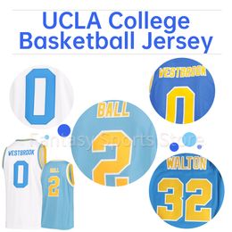 UCLA Bruins NCAA Mens Basketball Jerseys - Russell Westbrook Lonzo Ball Stitched White/Blue