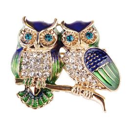 Delysia King Creative Cartoon Cute Owl Brooch Unisex High Grade Colour Crystal Temperament Brooches