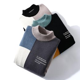 Men's Sweaters Winter 2023 Semi-turtleneck Sweater Fleece Thick Teen Casual Long Sleeve Cuff Knit Wear Hip Hop Pullovers Male