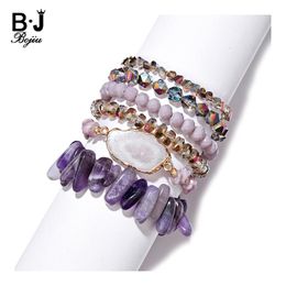 Bangle Boho Natural Stone Charm Bracelets Set For Women 2021 New Quartz Druzy Agates Crystal Beads Bracelet Lady Gift Jewellery BCSET308