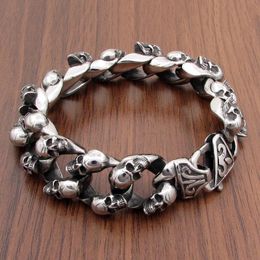 Bangle Free Shipping Punk 316L Stainless Steel Small Skull Bracelet Motor Biker Skeleton Men's Bracelets Jewellery