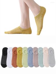 Women Socks 3pairs Summer Cotton Breathable Invisible Boat Mujer Solid Color Mesh Silicone Non-slip Ankle Low Female Calcetines