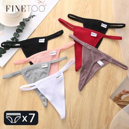 Women's Panties FINETOO 7-pieceset cotton thong pants Women's sexy T-Back underwear Comfortable G-string underwear M-XL Women's soft underwear 230520