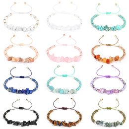 Bracelets 10pc Natural Gem Stone Bracelet Irregular Crystal Stretch Chip Beads Weave Bracelets Bangles Quartz Wristband for Women