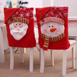 Chair Covers 2023 Christmas Decor Santa Snowman Kitchen Table Dining Holiday Home Party Decoration Fundas Para Sillas De Comedor