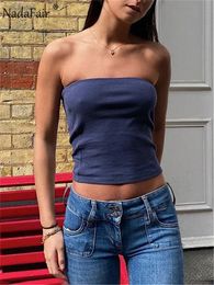 Women's Tanks Camis Nadafair Strpless Sexy Tube Top Skinny Summer Off Shoulder Blue Y2k 90s Sexi Crop Streetwear 230520