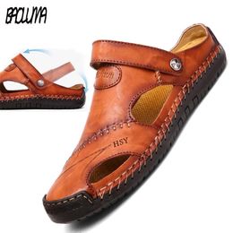 Men's Slippers Leather Classic Summer Roman Slipper Soft Outdoor Sneakers Beach Rubber Men Trekking Sandals 2 23 3