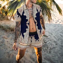 Men's Tracksuits Shirt Hawaiian Beach Fashion Sleeve Summer Short Set Mens Printing Casual Daily Floral Two Piece Men