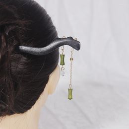 Hair Clips Bamboo Tassel Sticks Chinese Hanfu Accessories For Girls Wooden Fringe Hairpin Chopsticks Daily Bun Forks Jewellery