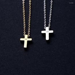 Pendant Necklaces 1pcs Stainless Steel Small Cross Necklacer Non Fading For Women Collarbone Chain Daily Simple Jewelry Accessories 2023