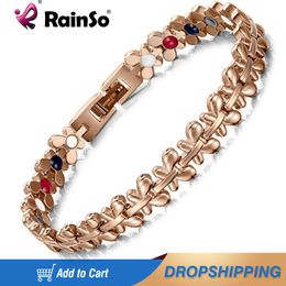 Bangle RainSo Fashion Healthy Magnetic Bracelet For Women Girls Jewellery Therapy Germanium Bracelet viking Hologram Wristband Hand Chain