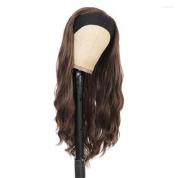 Synthetic Wigs Headband For Women Long Wavy Blank Wig Black Daily Use Easy To Wear