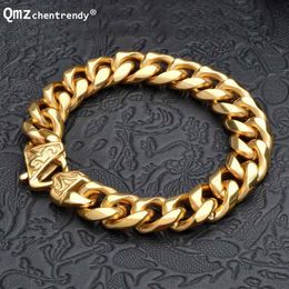 Bangle New Titanium Men's Gold Punk Heavy Twisted Link Chains Bracelet Bangles Cuff Wristband Pulseras Trendy Male Jewellery Brace lace