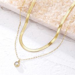 Pendant Necklaces Women's Neck Chain Necklace 2 Layer Gold Chokers Big Crystal Trend Jewelry Accessories Female Gift 2023