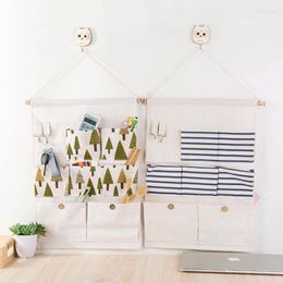 Storage Bags 7 Pockets Cotton Linen Wall Hanging Foldable Door Pouch Bedroom Home Holder Organiser