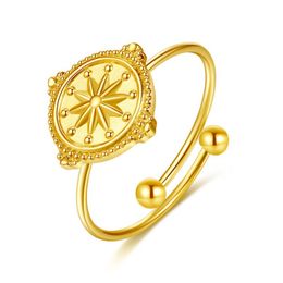 Charm Bracelets Trendy Stainless Steel 2023 Metal Exquisite Retro Gold Splendid Star Relief Jewellery Women Cute Adjustable Open Ring Wholesal