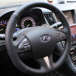 Steering Wheel Covers DIY Hand-Stitched Suede Leather Car Cover For Infiniti FX35 QX50 QX70 Q50L G37 G25 Interior Auto Accessories