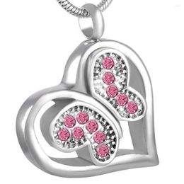 Pendant Necklaces Lovely Butterfly In Heart Cremation Jewellery Pet Ashes Memorial Urn Necklace Locket For Women