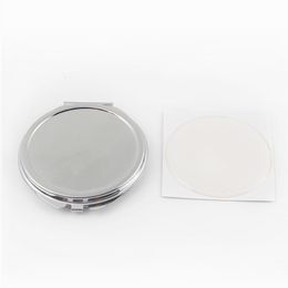 Compact Mirrors Thin Blank Personalised Mirror Favours Round Metal Silver Makeup Promotional Gift 230520